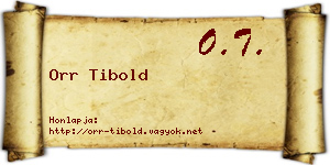 Orr Tibold névjegykártya